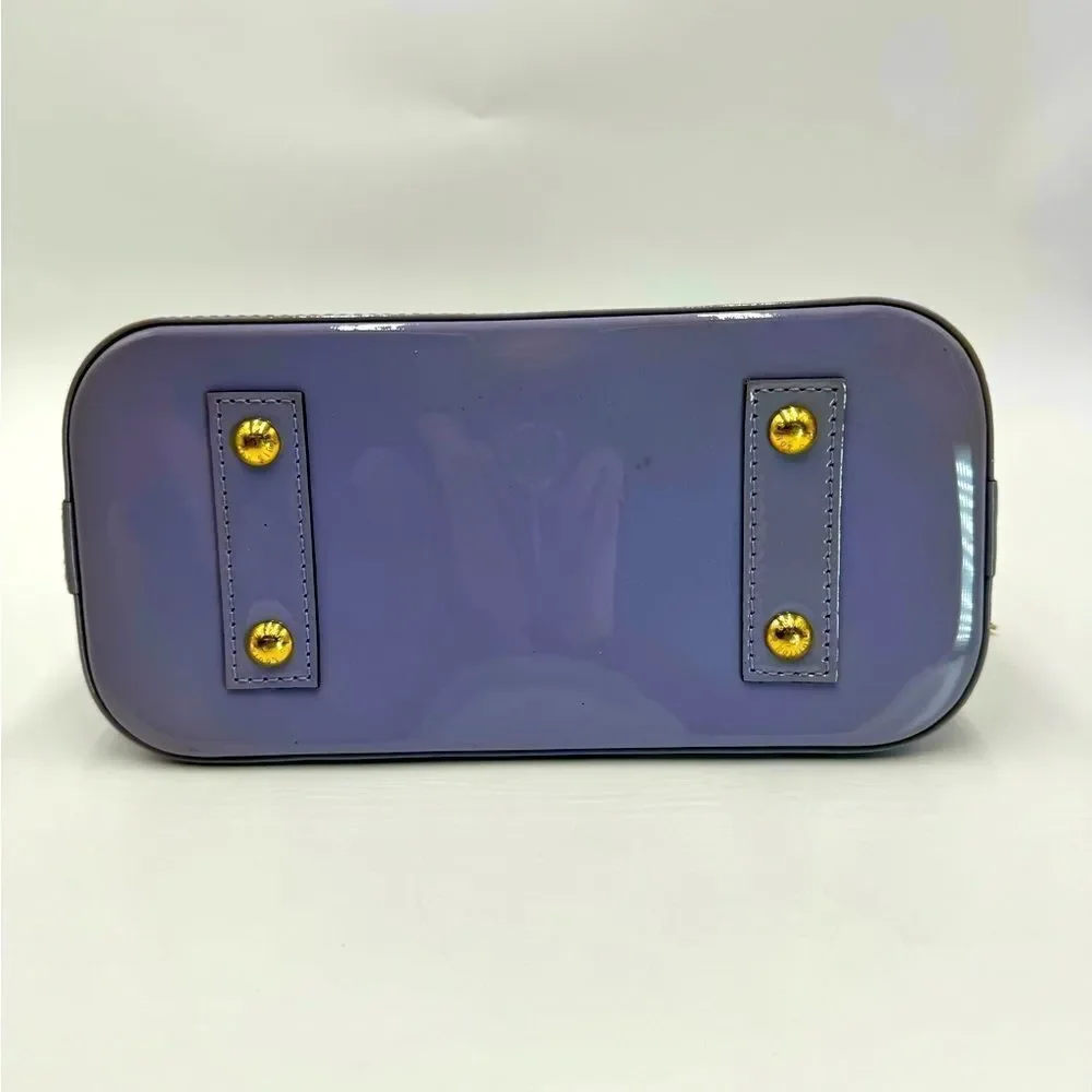 Auth Louis Vuitton Small Purple Lilas Vernis Monogram Alma BB Crossbody Bag - Picture 4 of 16